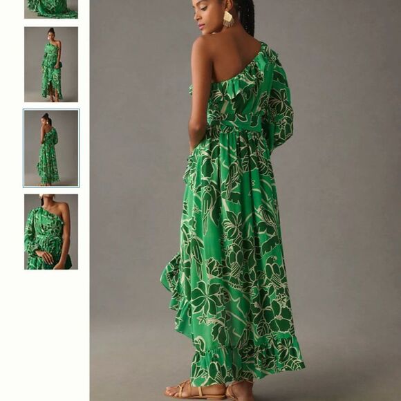 Farm Rio x Anthropologie Printed One-Shoulder Ruffle Dress New - Picture 2 of 10